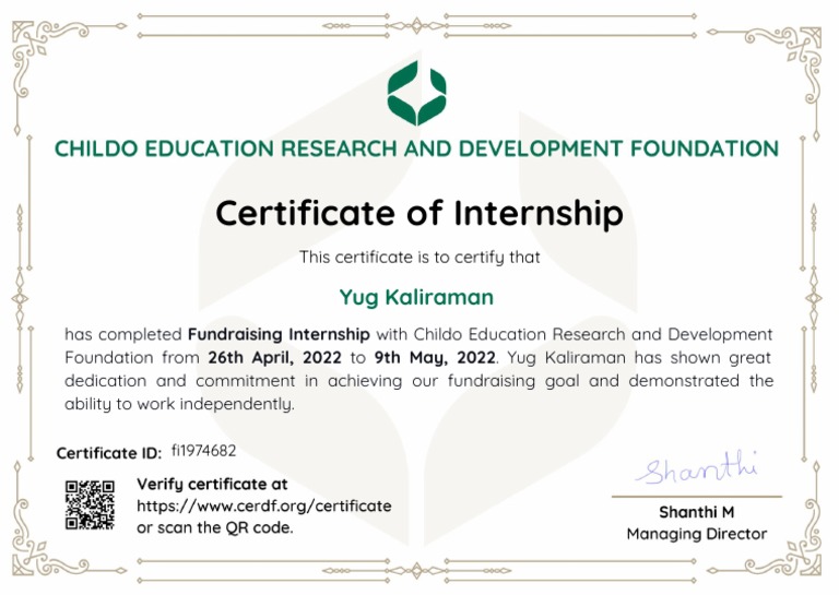 Fundraising Internship Certificate | PDF
