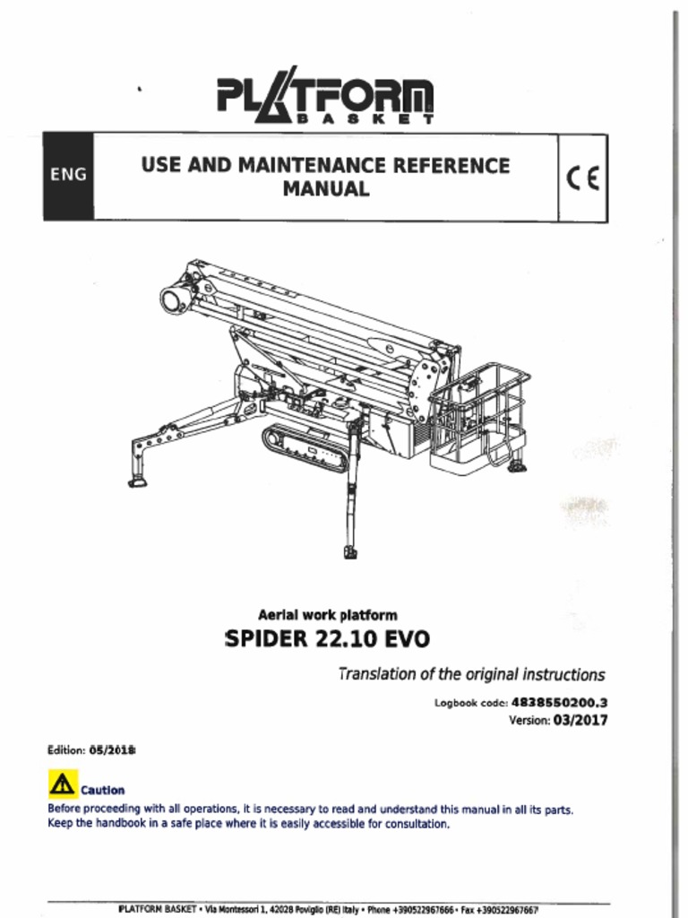 Platform Basket - 22.10EVO - Service - Manual | PDF