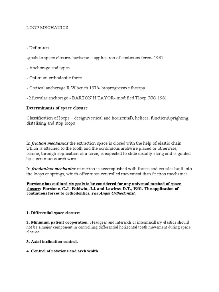 Loops and Retraction PDF Anatomical Terms Of Location Tooth