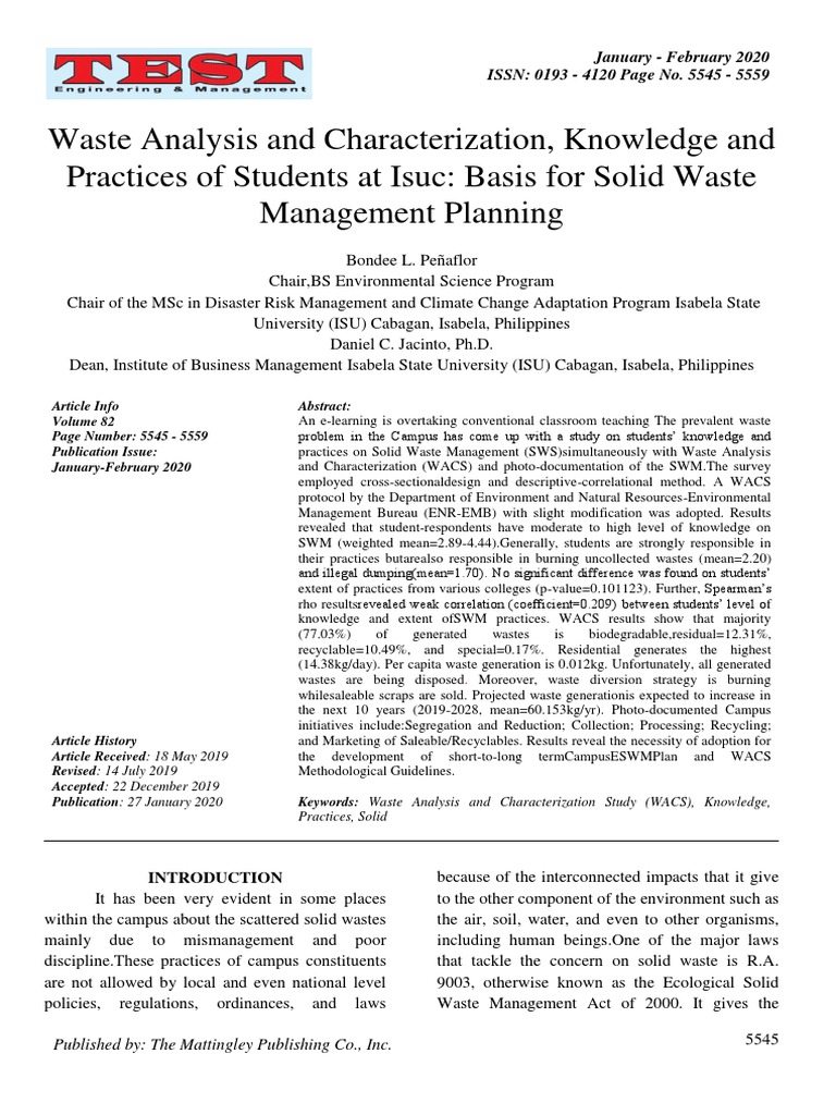 Waste Analysis and Characterization | PDF | Survey Methodology | Waste