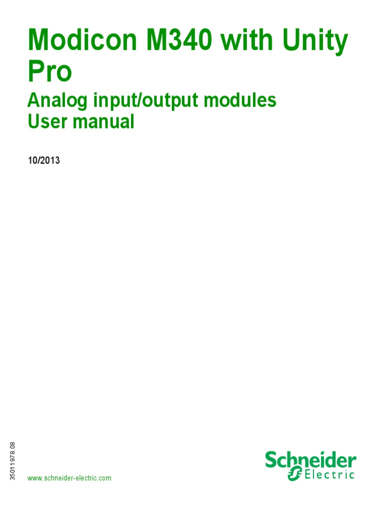 Modicon M340 With Unity Pro: Analog Input/output Modules User Manual ...