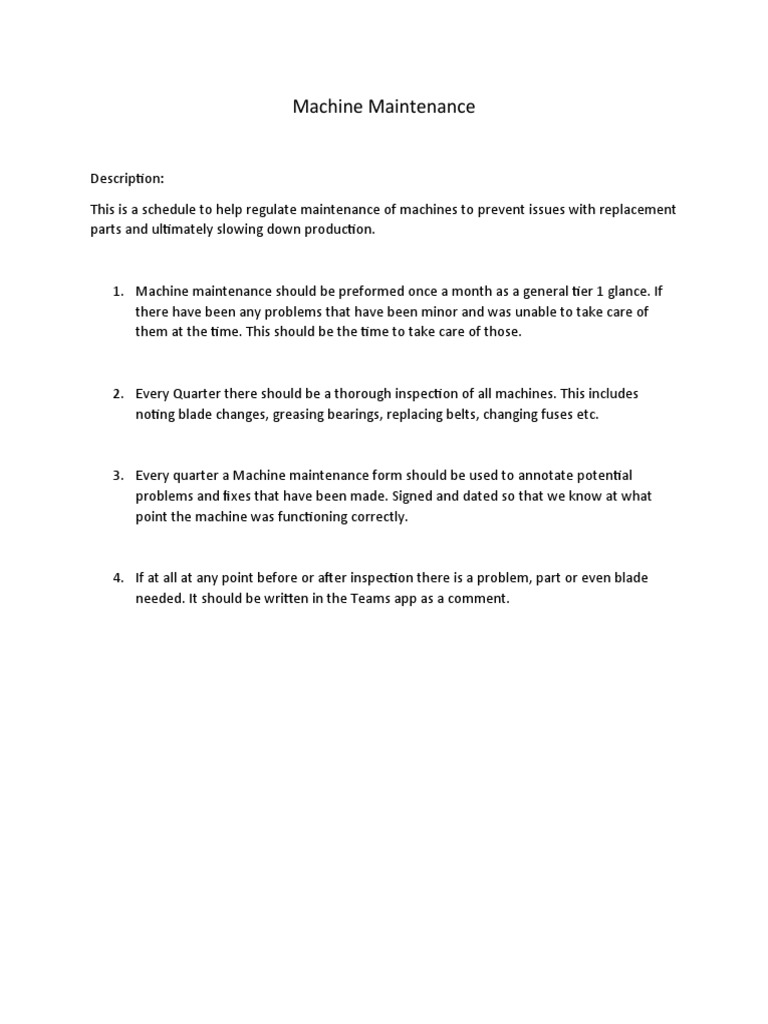 Machine Maintenance | PDF | Technology & Engineering
