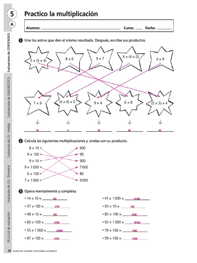 Evaluación Matemáticas 3 Primaria | PDF