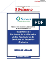 Reglamento de Reclamos de Los Usuarios de Los Prestadores de Servicios en Pequeñas Ciudades