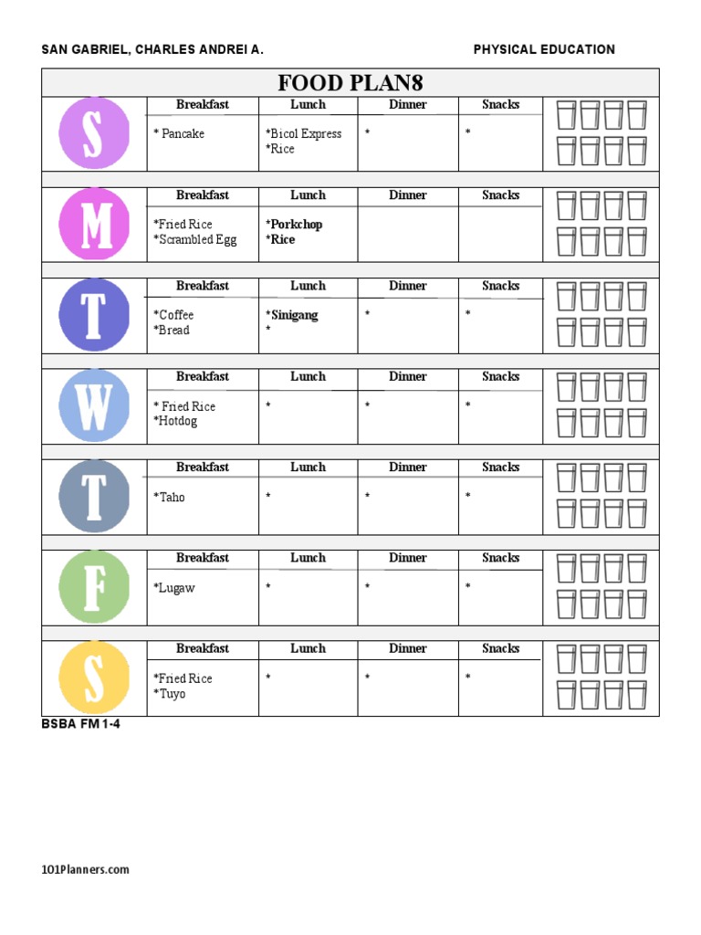 Meal Planner 11 With Snacks From Sunday | PDF | Cooking, Food & Wine