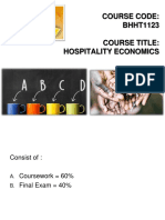 Hospitality Economics Course Assessment Format