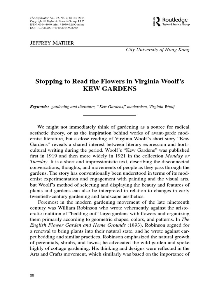 Stopping To Read The Flowers in Virginia Woolf's Kew Gardens PDF