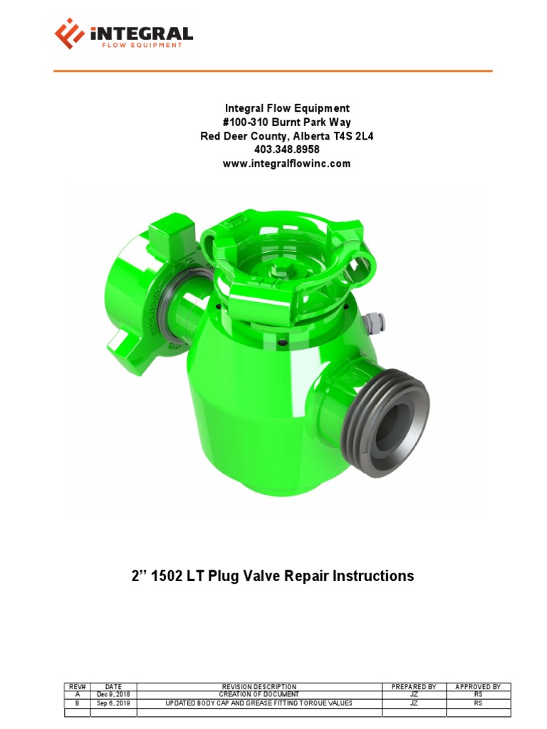 2 LT Plug Valve Repair Instructions PDF Screw Valve