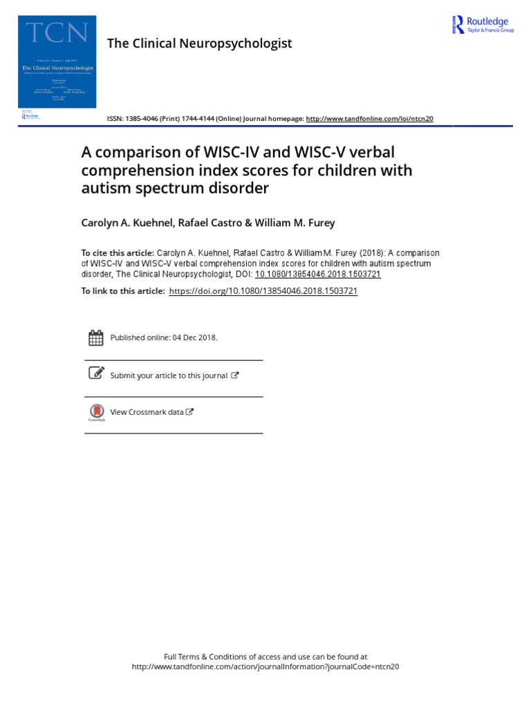 WISC-IV vs WISC-V in ASD Assessment | PDF | Wechsler Adult Intelligence ...