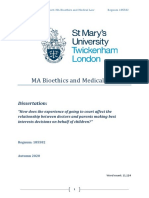 How Does The Experience of Going To Court Affect The Relationship Between Doctors and Parents Making Best Interests Decisions On Behalf of Children?