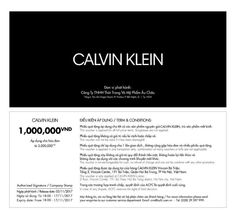 calvin klein voucher
