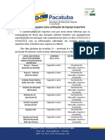 Cadastro de Equipes para Utilização de Espaço Esportivo Iii