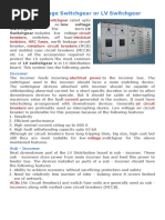 Low Voltage Switchgear or LV Switchgear