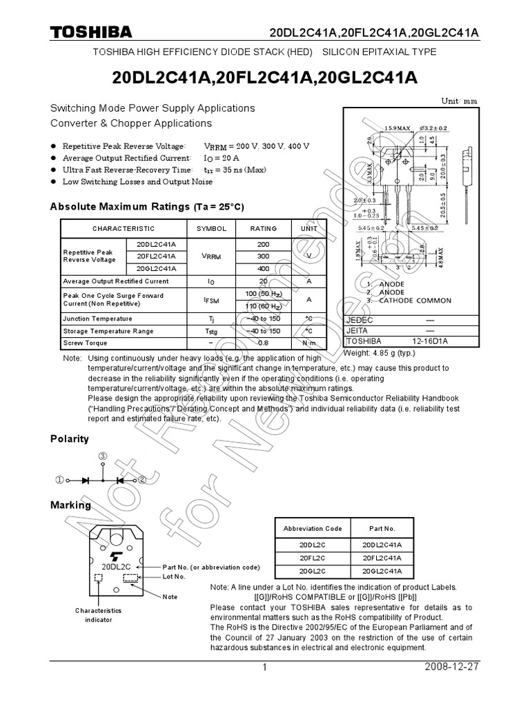 High Efficiency Diode Specs | PDF | Diode | Reliability Engineering
