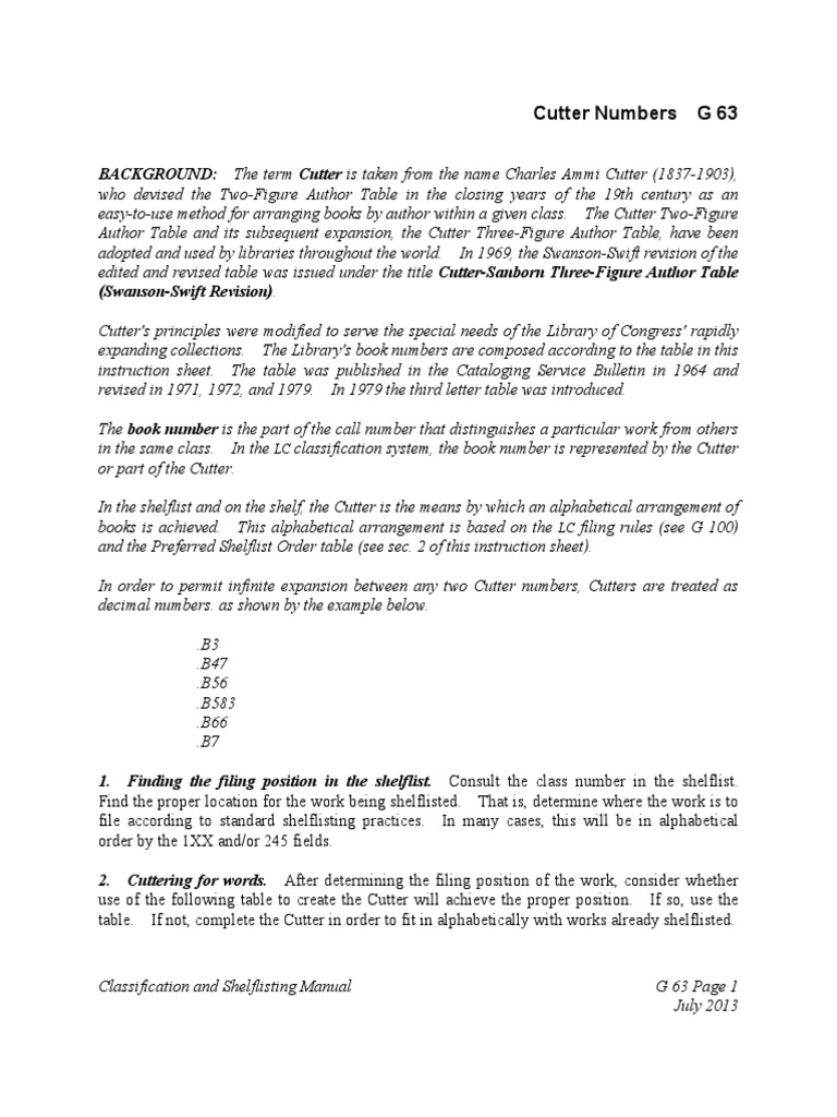 Cutter Numbers PDF Linguistics Library Cataloging And Classification