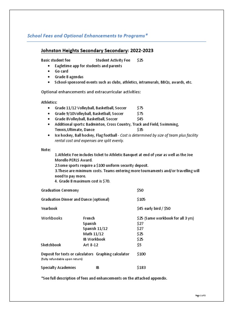JH School Fees 202223 PDF Fee Schools