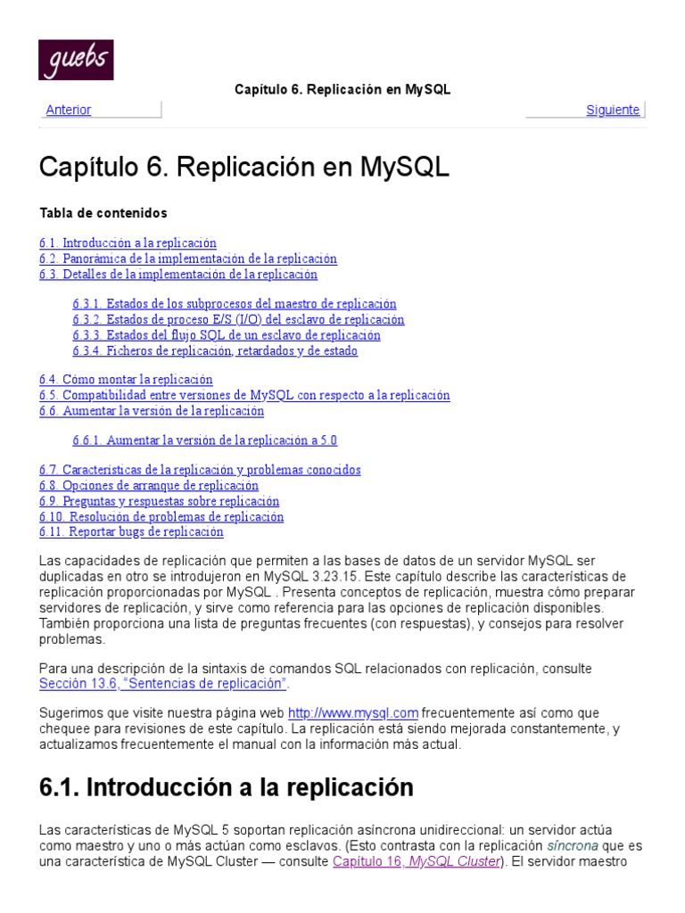 Manual de Escenarios de Replicación en MySQL | PDF | Mi sql | Archivo ...