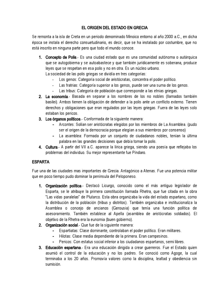 Estructura Política de Atenas y Esparta | PDF | Esparta | Antigua Grecia