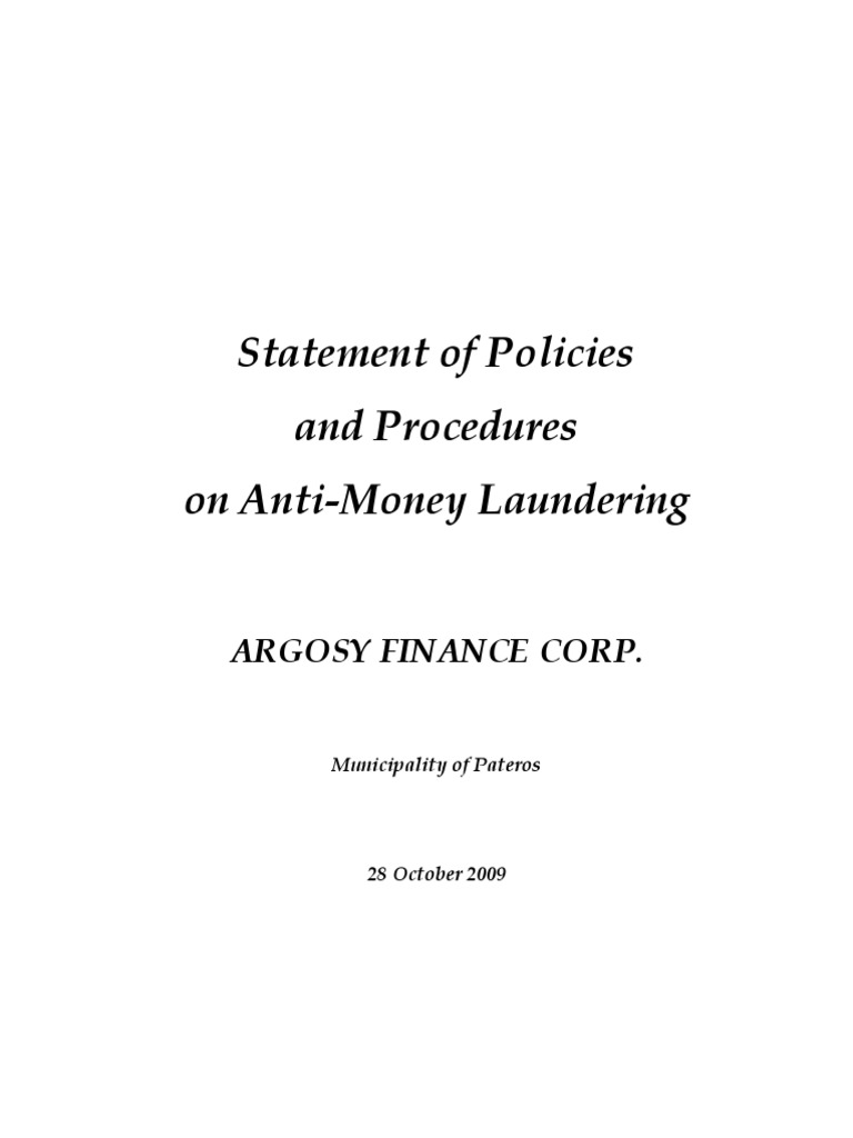 Anti-Money Laundering Policies Guide | PDF | Money Laundering ...