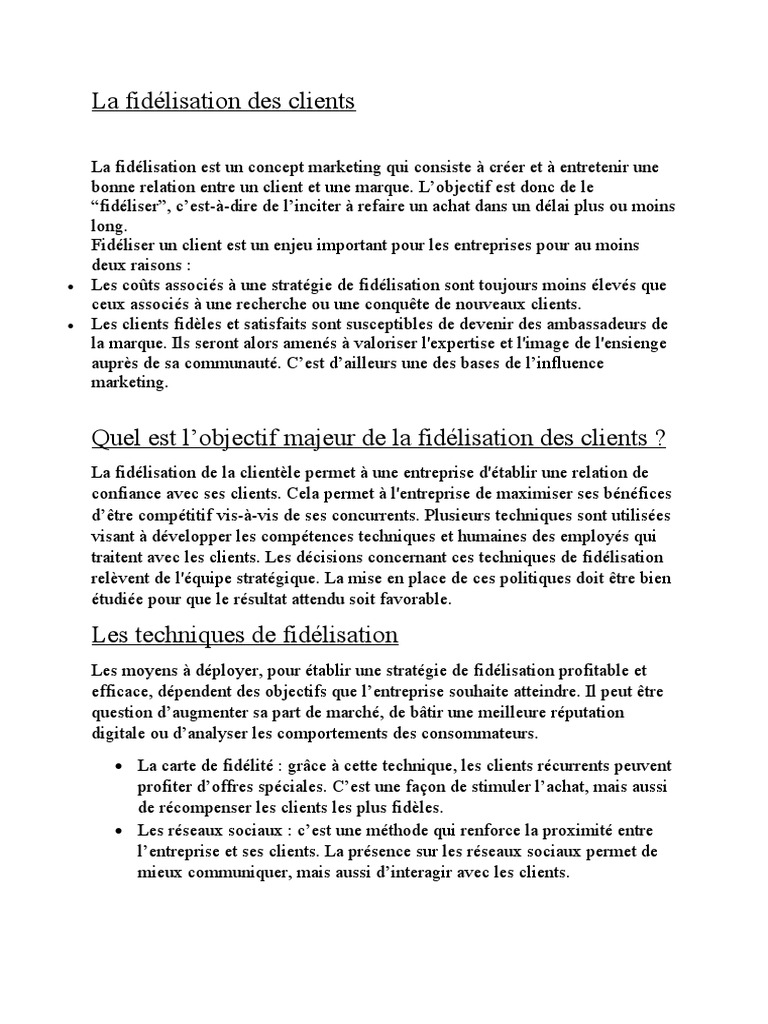 Stratégies de fidélisation client efficaces | PDF | Commercialisation ...