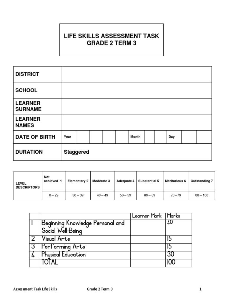 LIFE SKILLS ENGLISH ASSESSMENT PDF
