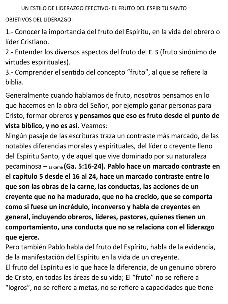 Fruto del Espíritu en el Liderazgo | PDF | Amor | Cristo (título)