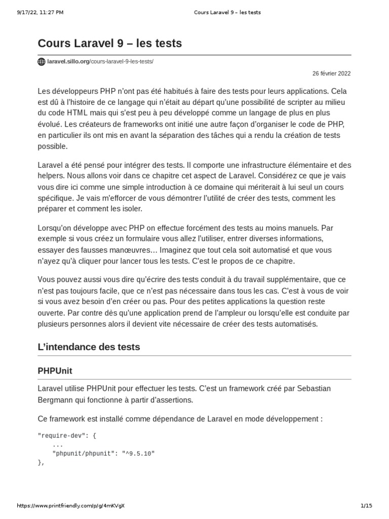 Tests Unitaires avec Laravel 9 | PDF | PHP | Génie logiciel