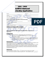 2011 - 2012 AAWCC National Scholarship Application: AAWCC Local Chapter Letter of Support