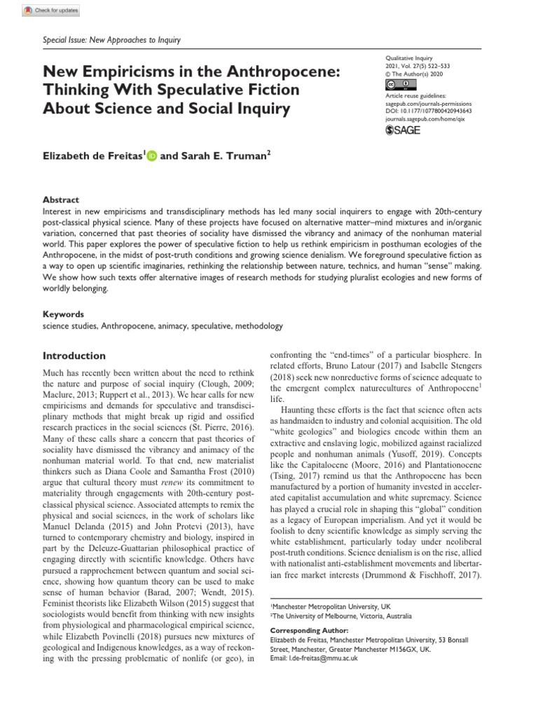 ARTIGO (Ficção) Thinking With Speculative Fiction PDF Science Theory