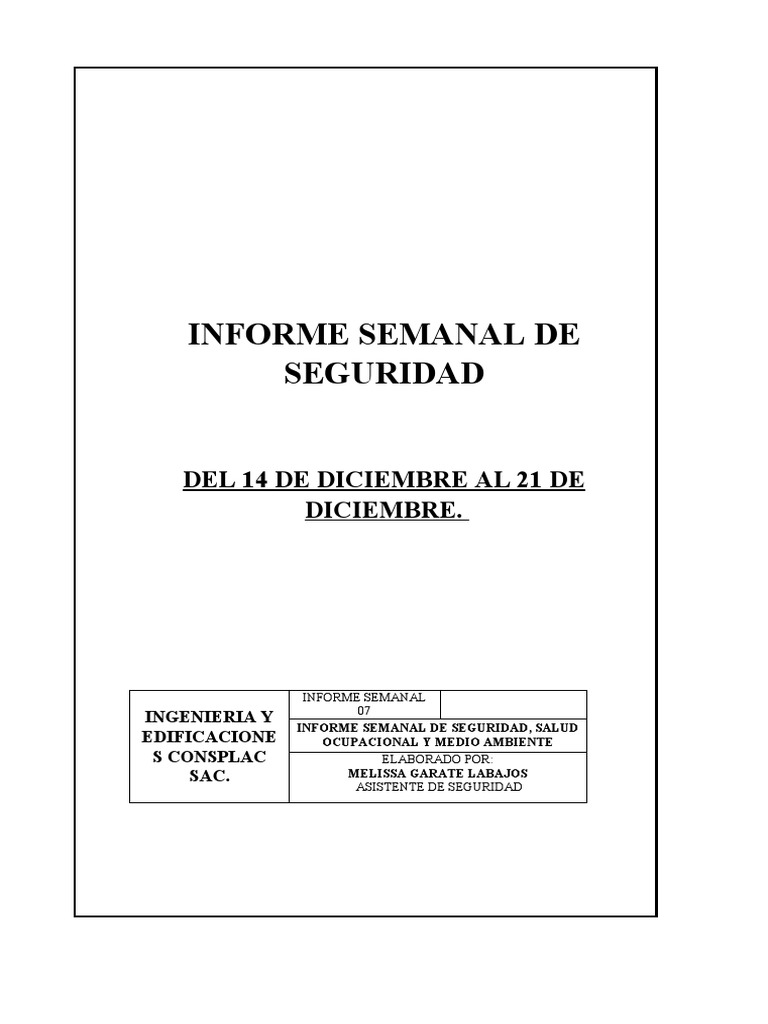 Informe de Seguridad - 7 | PDF | Seguridad y salud ocupacional | Lentes