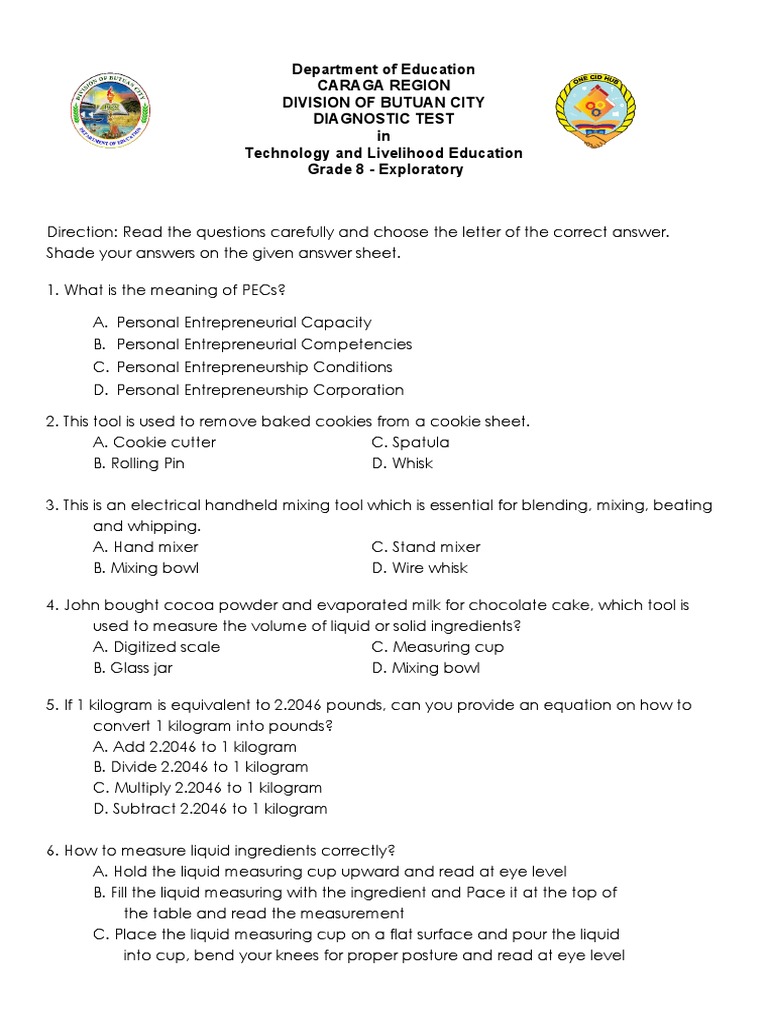 Grade8-TLE.Diagnostic.Test.FINAL | PDF | Nail (Anatomy) | Plumbing