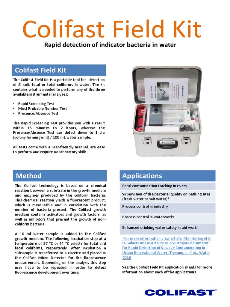 Colifast Field Kit Brochure | PDF | Chemistry