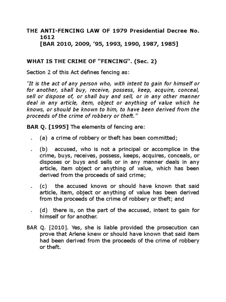 Fencing Overseas PDF Fraud Crime & Violence