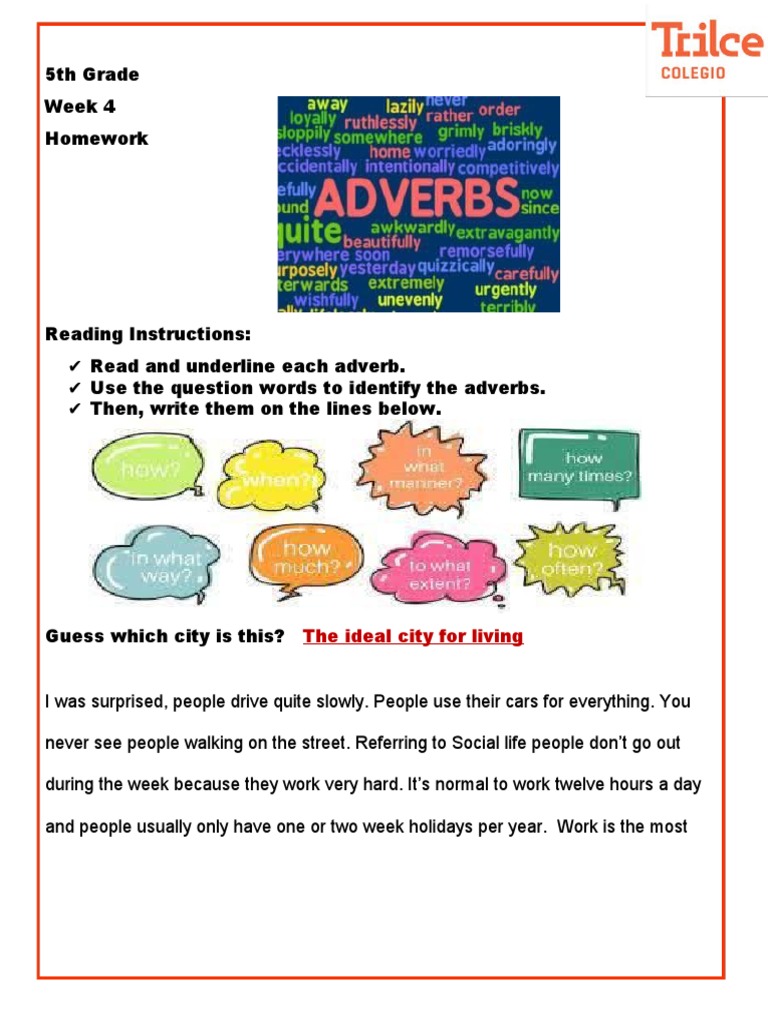 5th Grade - Homework - Week 4 | PDF