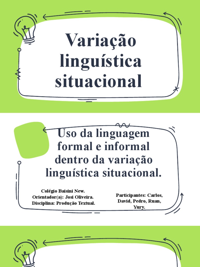 Variação linguística situacional: uso da linguagem formal e informal ...