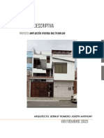 Memoria Descriptiva de Vivienda Multifam