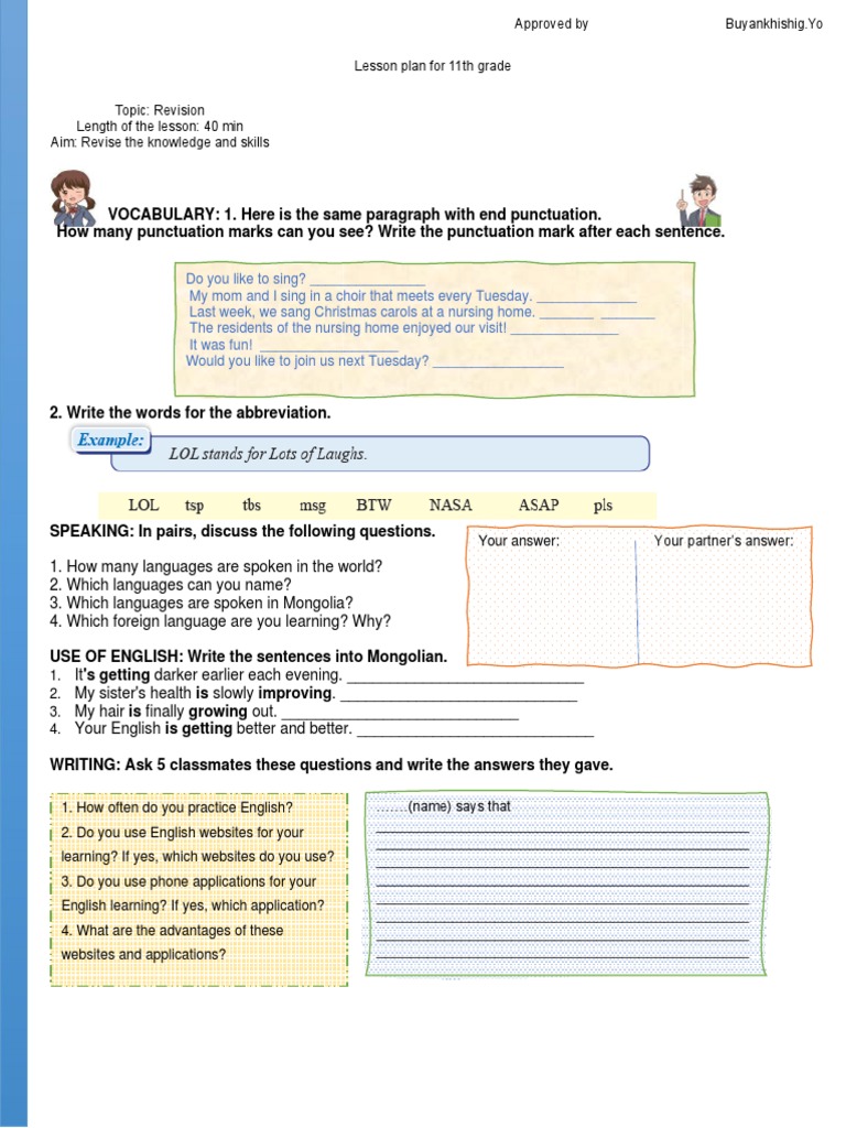 XI Grade English Worksheet For Students | PDF | English Language ...
