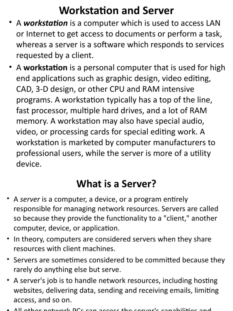 Workstation vs Server: Key Differences | PDF | Workstation | Server ...