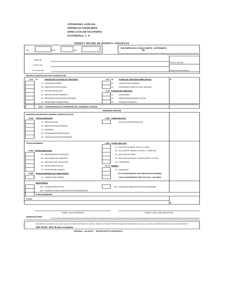 Orden y Recibo de Ingresos Judiciales | PDF | Economias