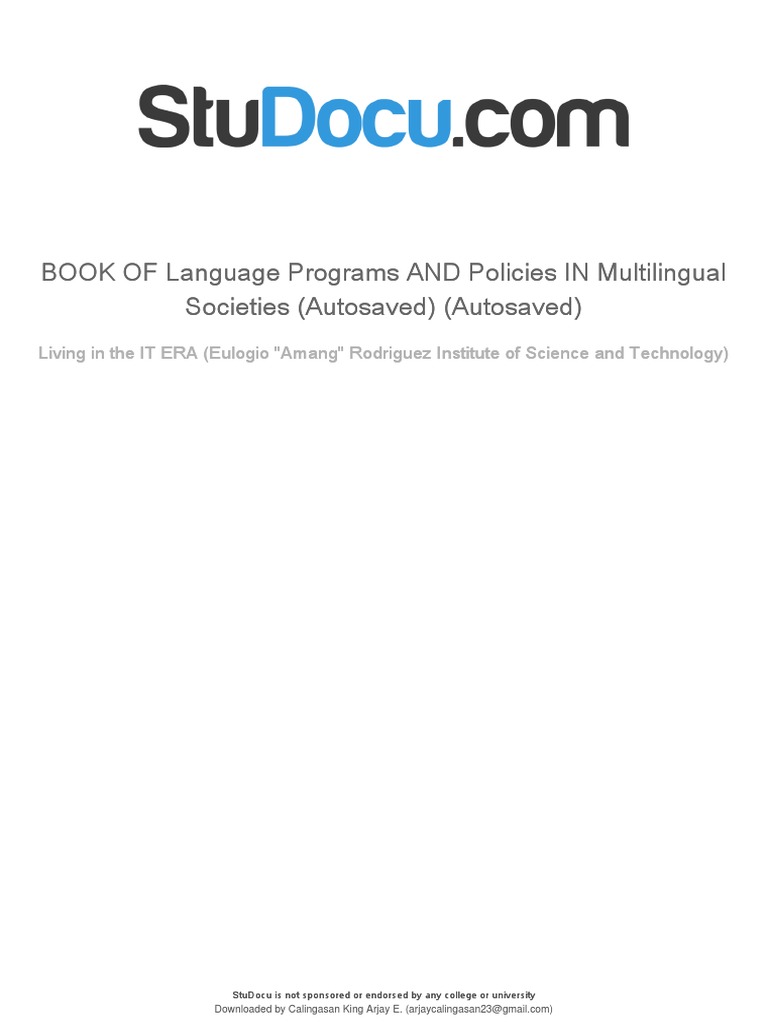 Book of Language Programs and Policies in Multilingual Societies ...