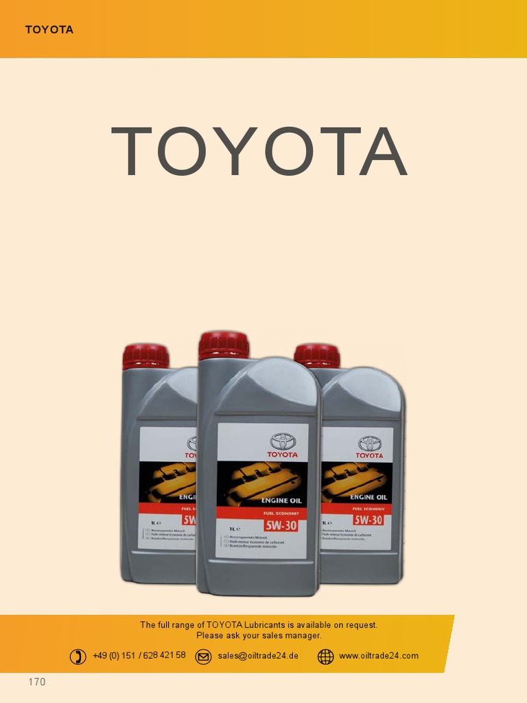 Toyota Lubricants Product List | PDF | Land Vehicles | Vehicles