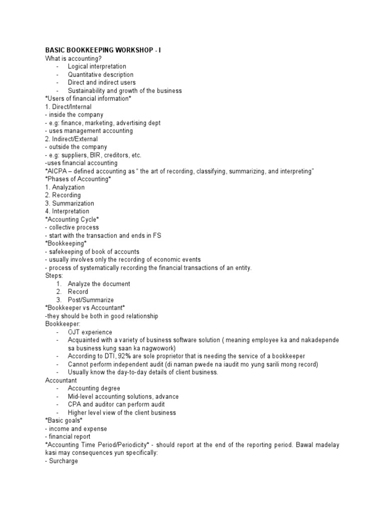 Basic Bookkeeping PDF Accounting Bookkeeping