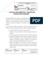 PLT-SST-005 Política de Elementos y Equipos de Proteción Personal