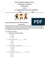 English Comprehension Practice Worksheet Et4 - Joyeeta - 21-22