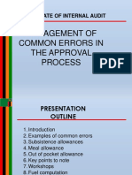 Directorate of Internal Audit Management of Common Errors in Approval Process