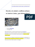 Derecho A La Ciudad y Conflictos Urbanos en América Latina
