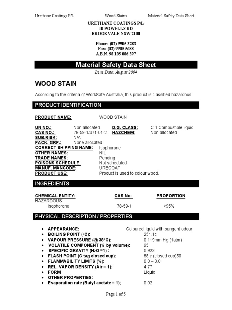 MSDS Stains 310804 Download Free PDF Personal Protective