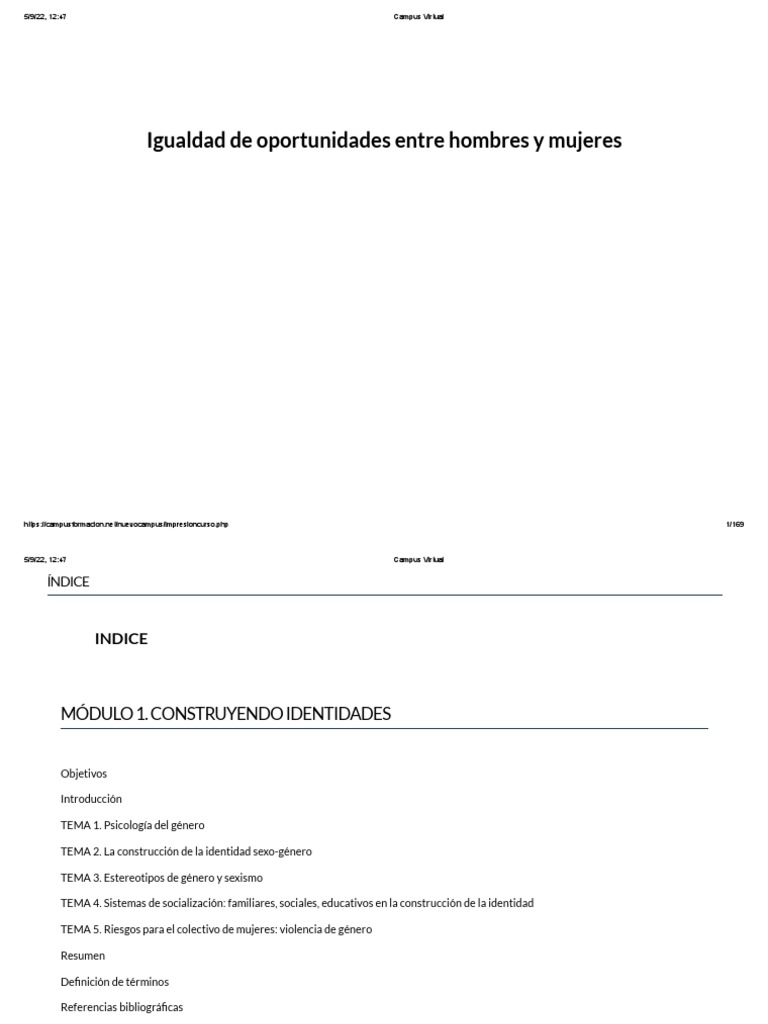 Igualdad de Oportunidades Entre Hombres y Mujeres | PDF | Estudios de ...