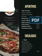 Carta de aperitivos y pizzas