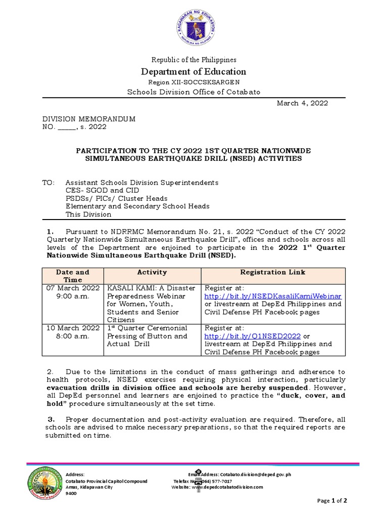 NSED 1st Quarter CY 2022 PDF Emergency Management Government